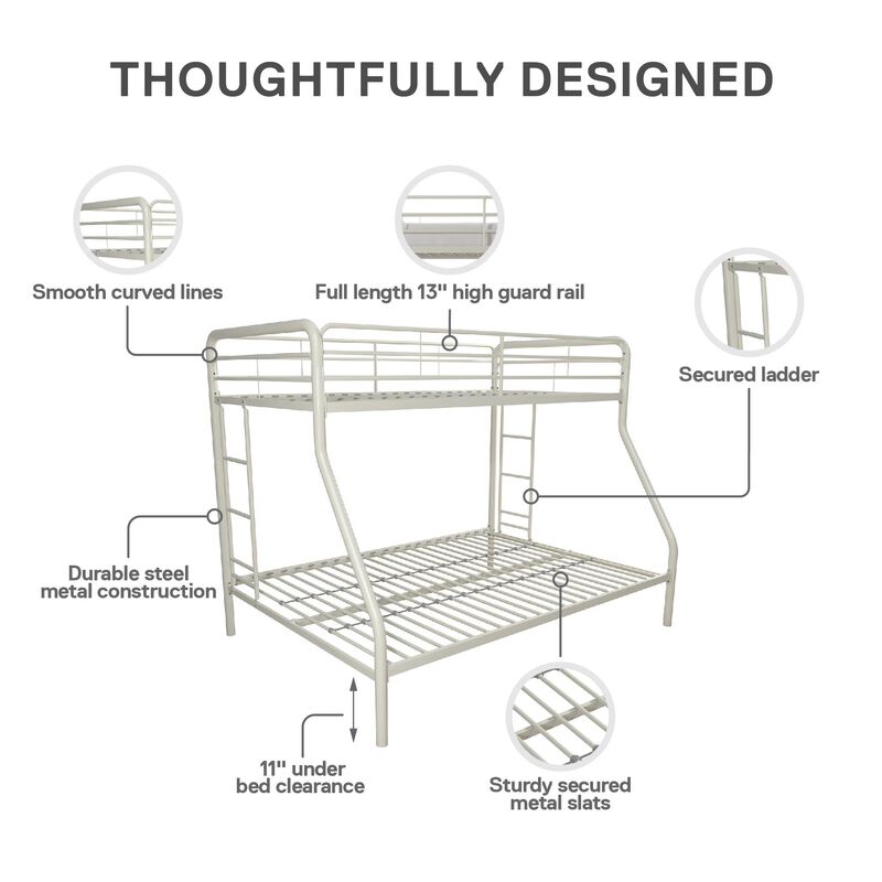Atwater Living Cassia Twin over Full Metal Bunk Bed with Two Ladders and Safety Railings