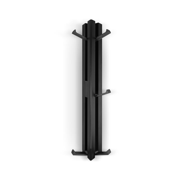 Aluminum Wall Mounted 6 - Hook Coat Rack Black Gold