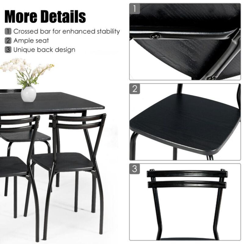 Hivvago 5 Pieces Dining Table Set with 4 Chairs and Backrests