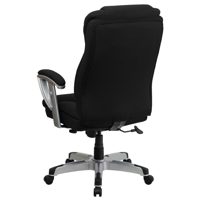 HERCULES Series Big & Tall 400 lb. Rated Black Fabric Executive Ergonomic Office Chair with Silver Adjustable Arms