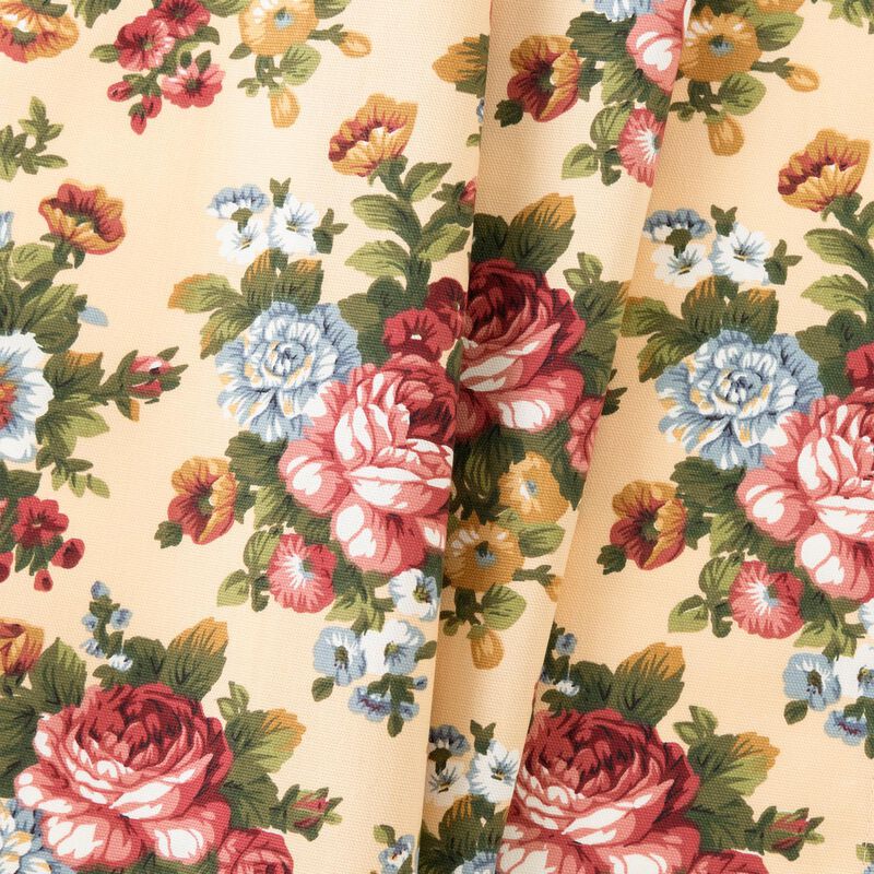 Ellis Bella Rose Stylish Medium Scale Printed Floral Pattern Non-Skid Chair Pad 18"x18" Butter