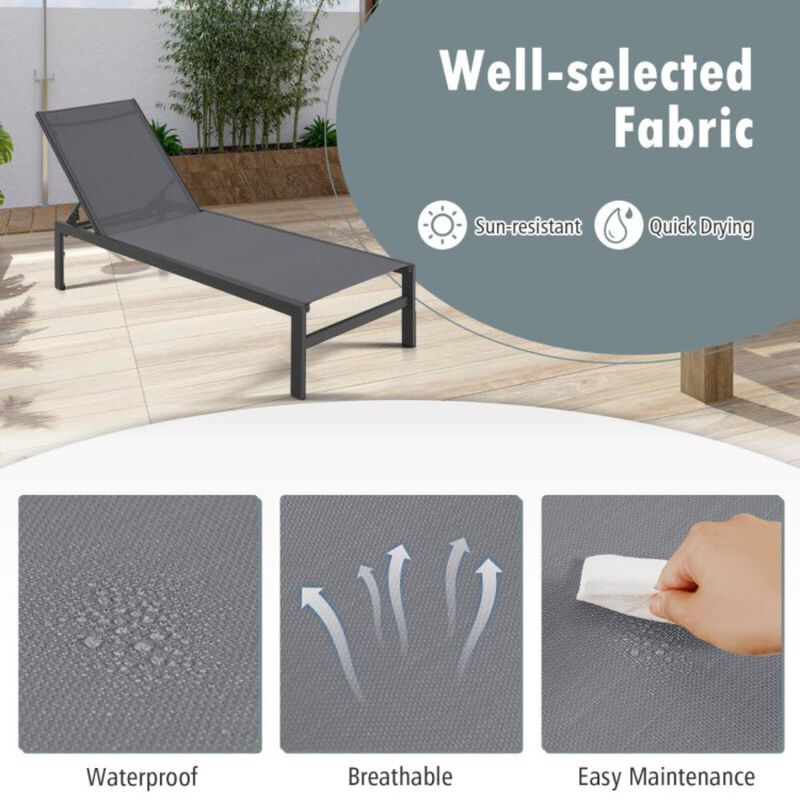 Hivvago 6-Position Chaise Lounge Chairs with Rustproof Aluminium Frame