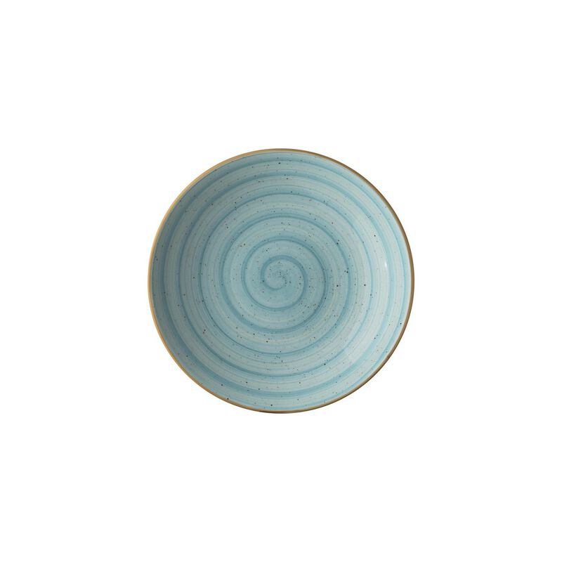 Aqua dia.10" h:2" 44 oz. Round Blue Porcelain Bowl (Set of 2)