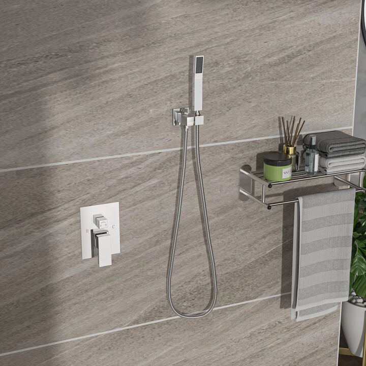 Ceiling Shower Set - 10 Inch Square Shower Set, Dual Shower Heads, Chrome