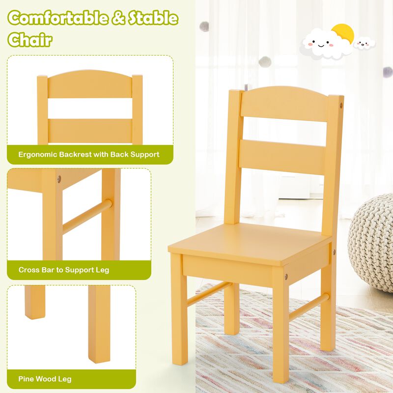 5 pcs Kids Pine Wood Table Chair Set