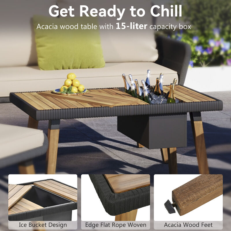 Merax 6-Piece Rope Outdoor Patio Furniture Seating Set