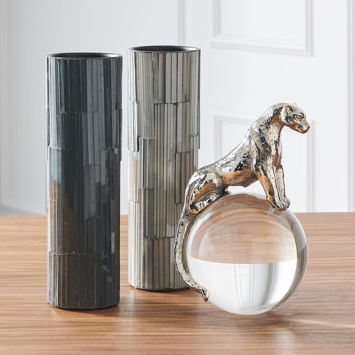 Jaguar on Crystal Sphere- Silver