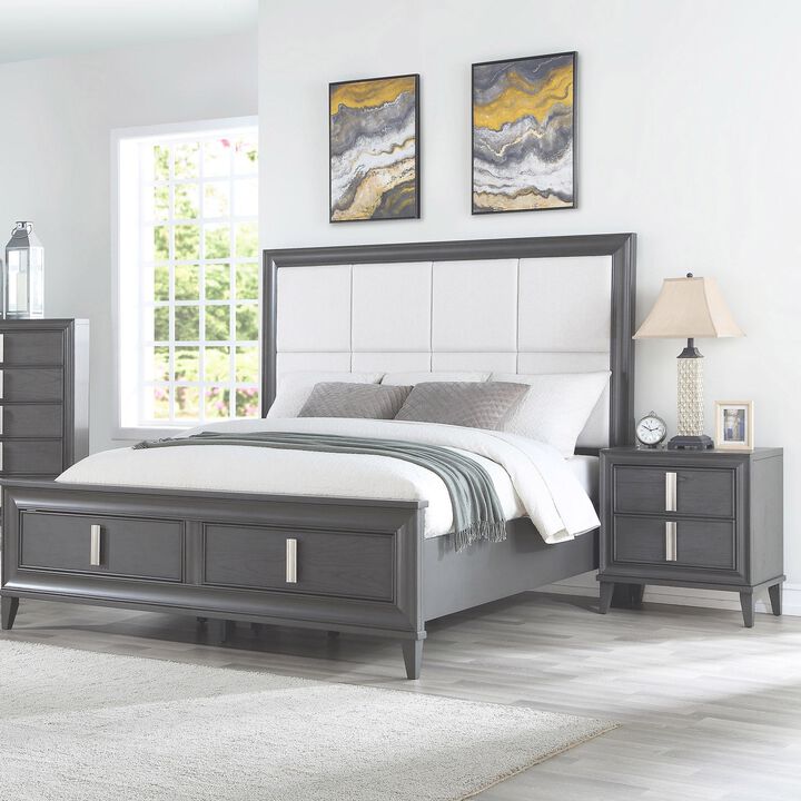 Hivvago Dark Grey Contemporary 2 Drawer Nightstand