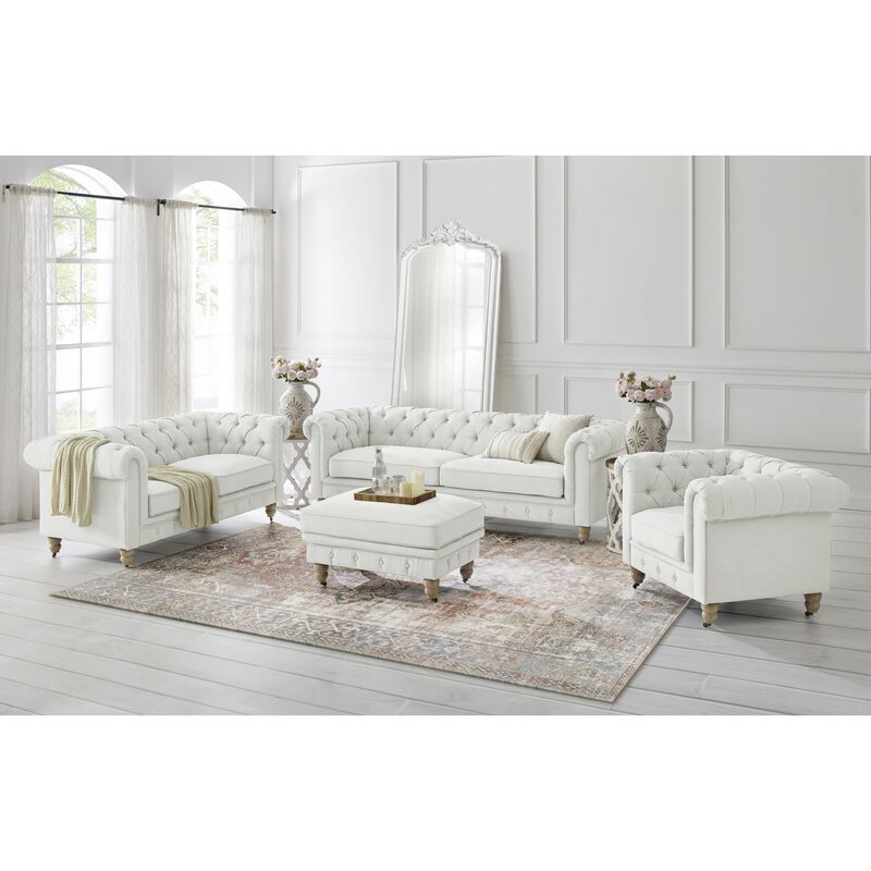 Rustic Manor Bayleigh Linen Chesterfield Loveseat