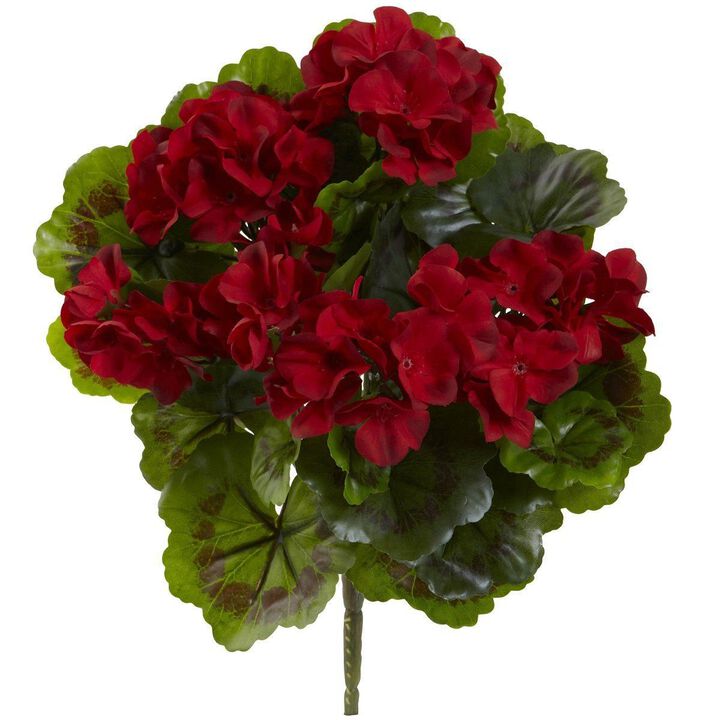Nearly Natural 13-in Geranium Bush UV Resistant (Indoor/Outdoor) (Set of 4)