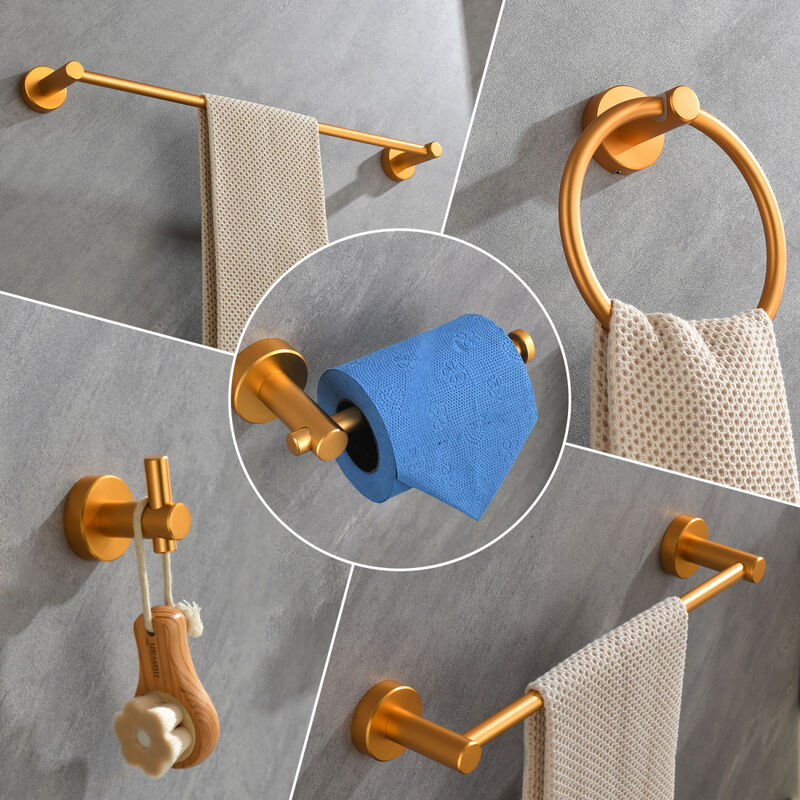 6 Piece Bathroom Towel Rack Set Wall Mount 0008
