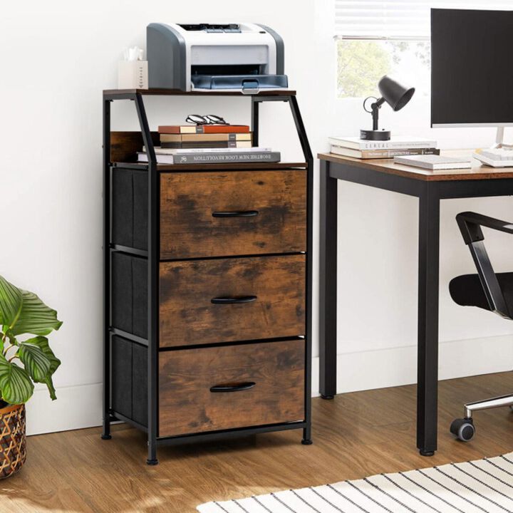Hivvago Freestanding Cabinet Dresser with Wooden Top Shelves-M
