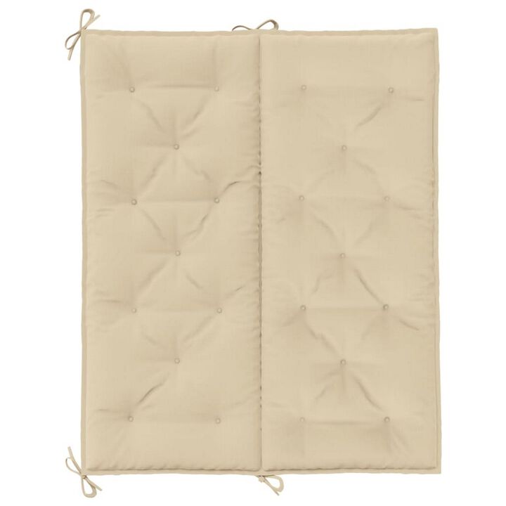 Claire Outdoor Cushion for Bench, 47 Inch, Beige Tufted Oxford Fabric - Benzara