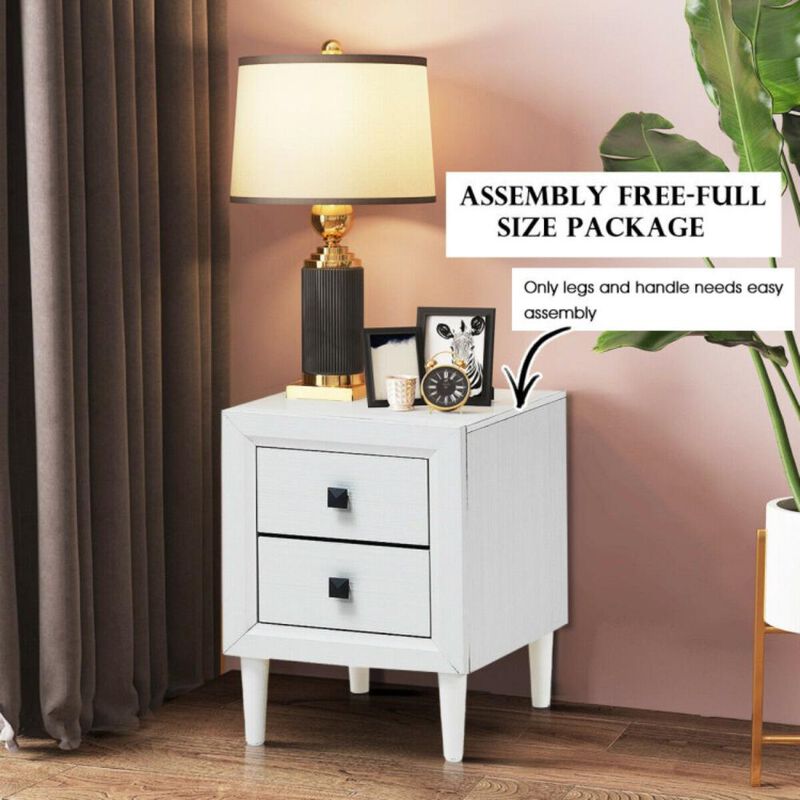 Hivvago 2Pcs Multipurpose Retro Nightstand with 2 Drawers