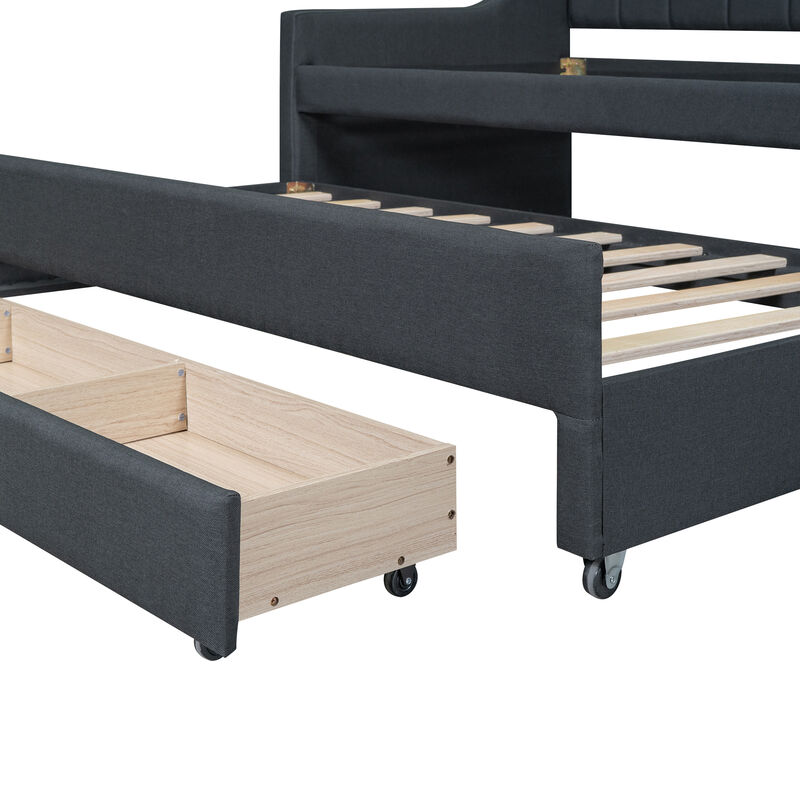 Merax Upholstered Daybed with Trundle and Drawers