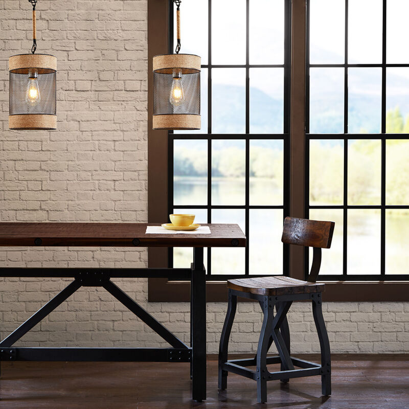 Orion Natural Rope And Metal Mesh Cylinder Pendant