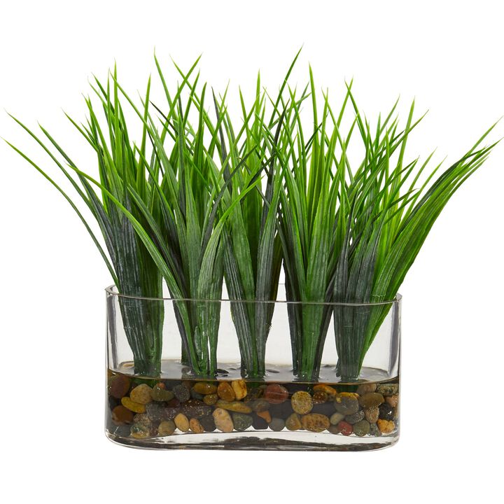Hivvago Vanilla Grass Artificial Plant in Oval Vase