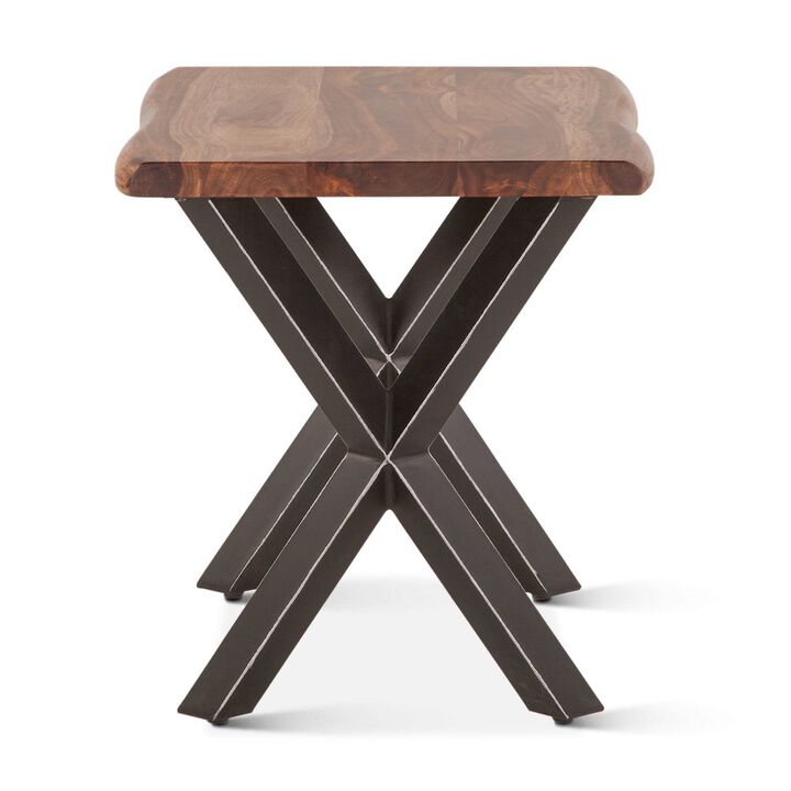 World Interiors Elliston 26 Side Table in Sheesham and Matte Black Iron