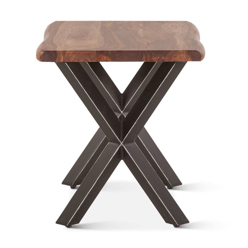 World Interiors Elliston 26 Side Table in Sheesham and Matte Black Iron