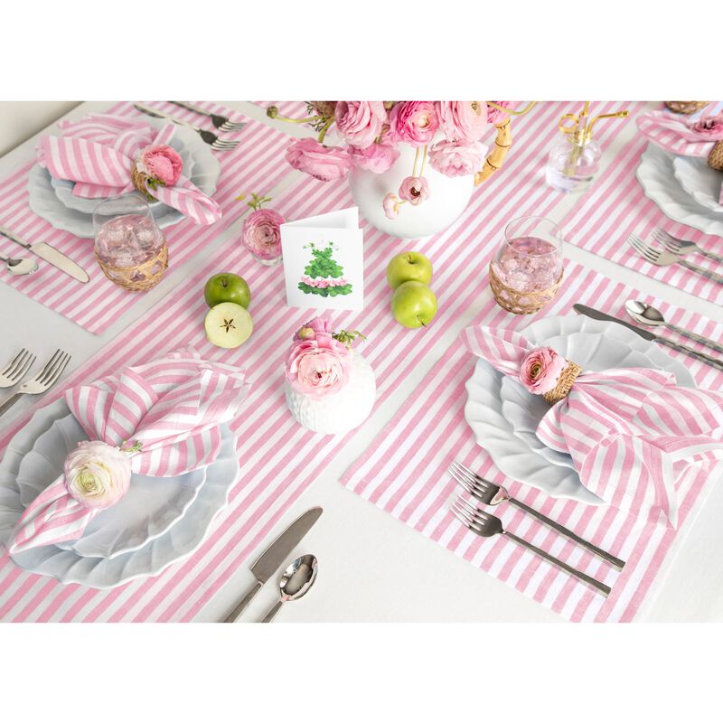 Solino Home 100% Pure Linen 14 x 19 Inch Placemats Set of 4 | Amalfi Stripe