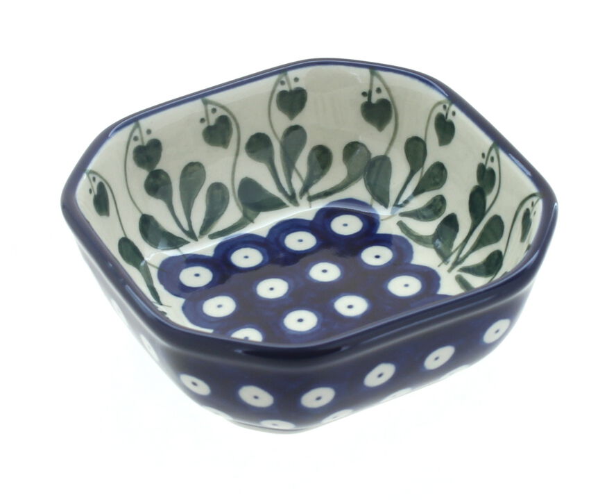 Blue Rose Polish Pottery Hummingbird Small Square Dish