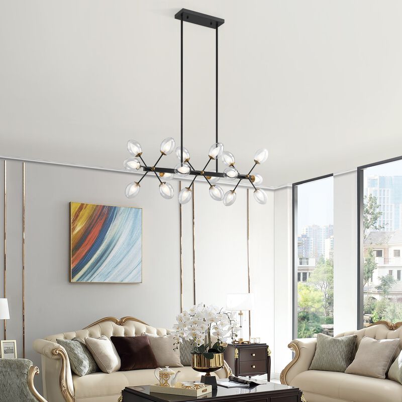 Nodus Chandelier Black Metal 18 Lights