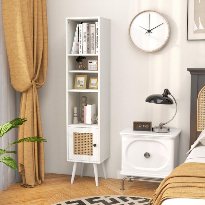 Hivvago 4 Tiers Rattan Storage Cabinet with Slim Design