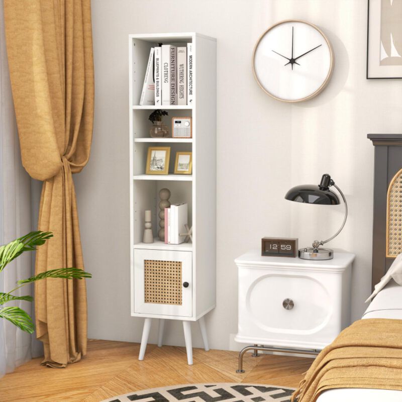 Hivvago 4 Tiers Rattan Storage Cabinet with Slim Design