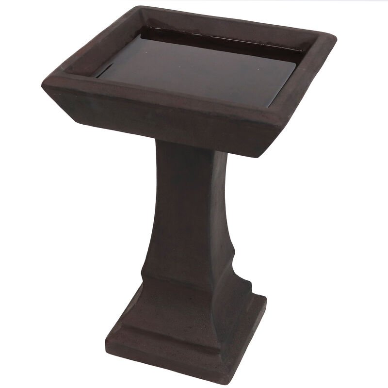 Sunnydaze Modern Glass Fiber Reinforced Concrete Bird Bath - 23 in - Dark