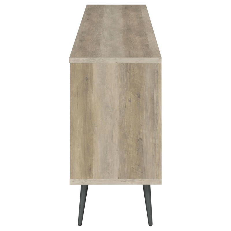 71 Inch Sideboard Console Cabinet, 2 Doors, 2 Shelves, 3 Drawers, Gray - Benzara