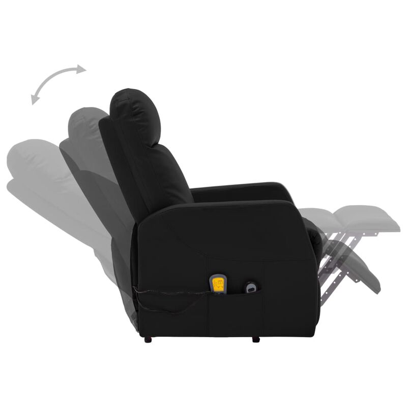 Power Lift Massage Recliner Black Faux Leather