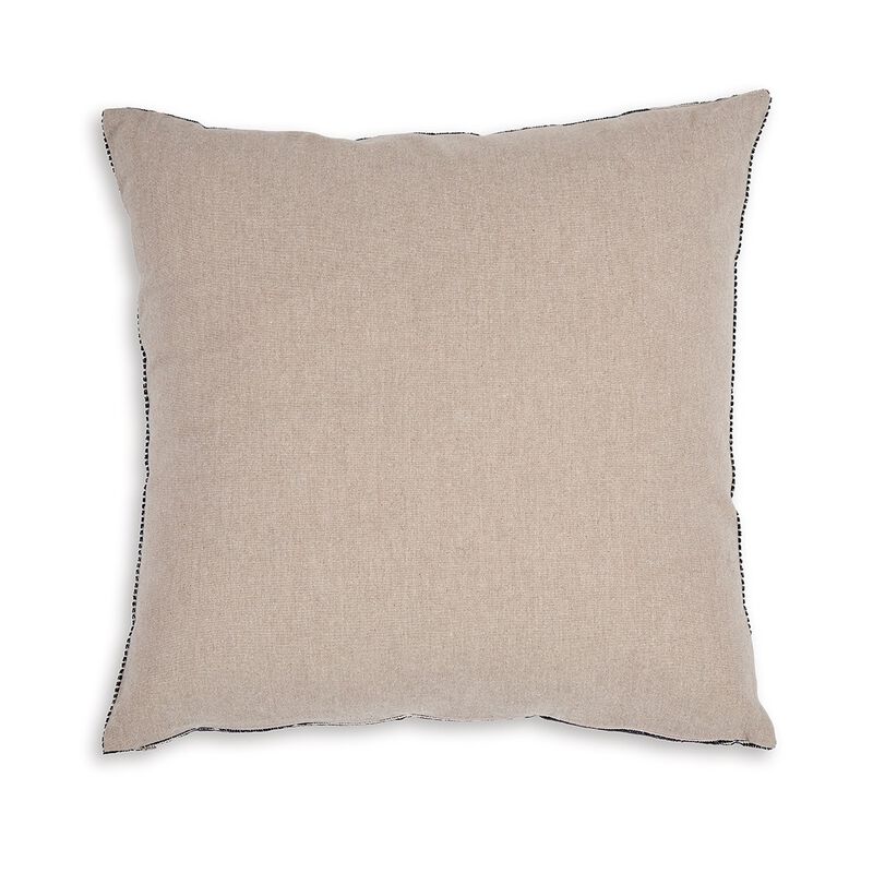 Square Accent Throw Pillow, 20 Inch, Striped Black Cotton, Gray Brown - Benzara