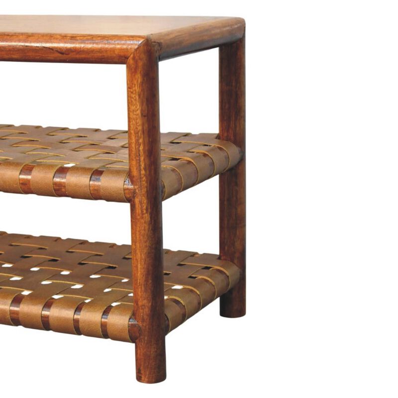 Artisan Furniture Solid Wood Regency Woven Chestnut 2 slot Shoe Rack