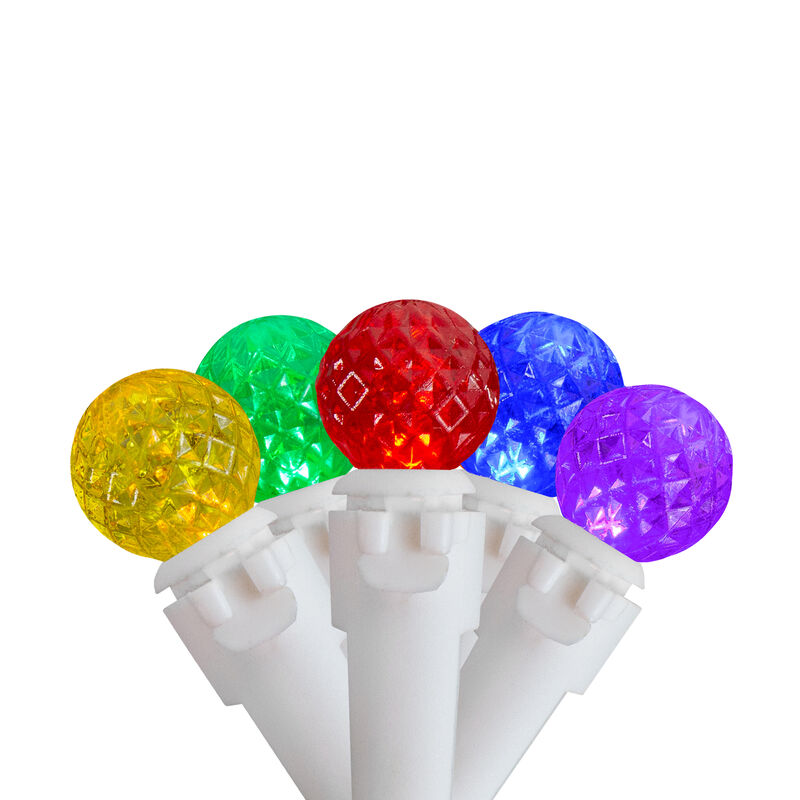50 Count Multi LED G12 Berry Christmas Lights  15.9 ft White Wire