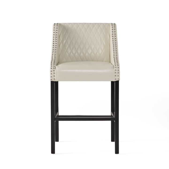 Filton Ivory Quilted Stools Transitional Elegance and Comfort
