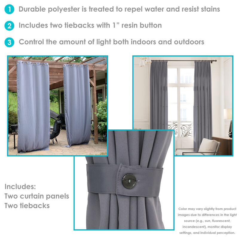 Sunnydaze Outdoor Blackout Curtain Panel - 52 in x 120 in