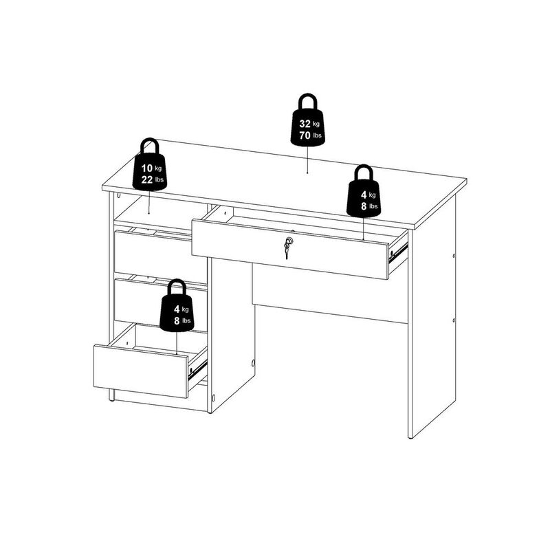 Tvilum Wescot Home Office Writing Desk with 4 Drawers and Open Shelf, Jackson Hickory