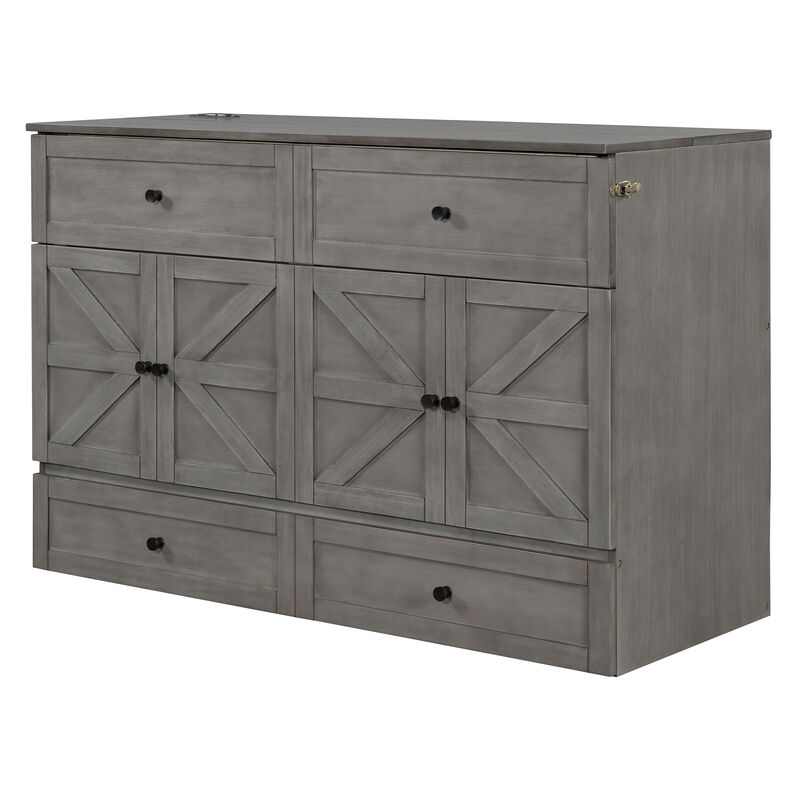 Merax Murphy Bed with Drawer and USB Ports