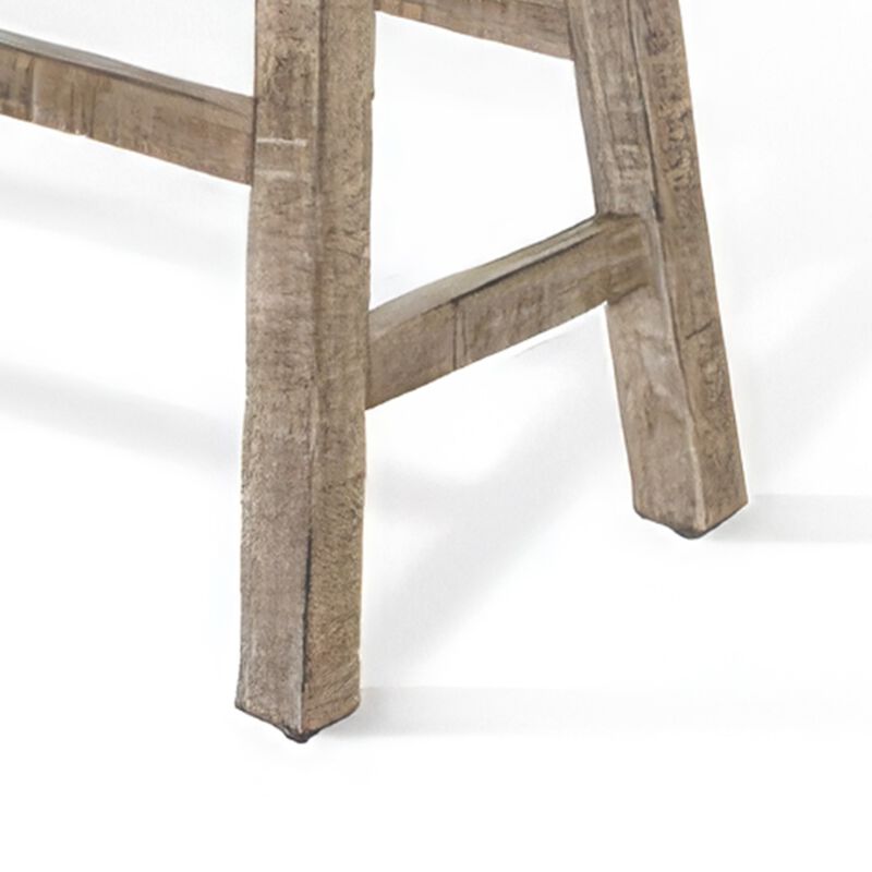 Rena Bar Height Bench, 33 Inch Rustic Light Brown Mahogany Wood Frame - Benzara