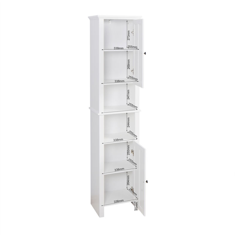 Bathroom Floor Storage Cabinet With 2 Doors Living Room Wooden Cabinet With 6 Shelves