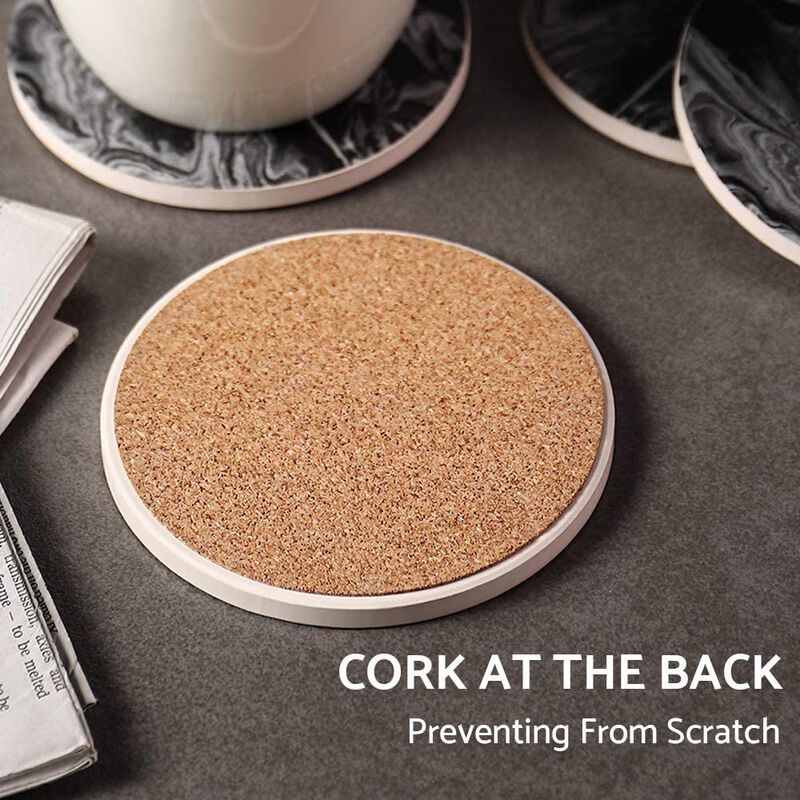 LIFVER Coasters with Holder, Set of 6 Drink Coaster for Tabletop Protection