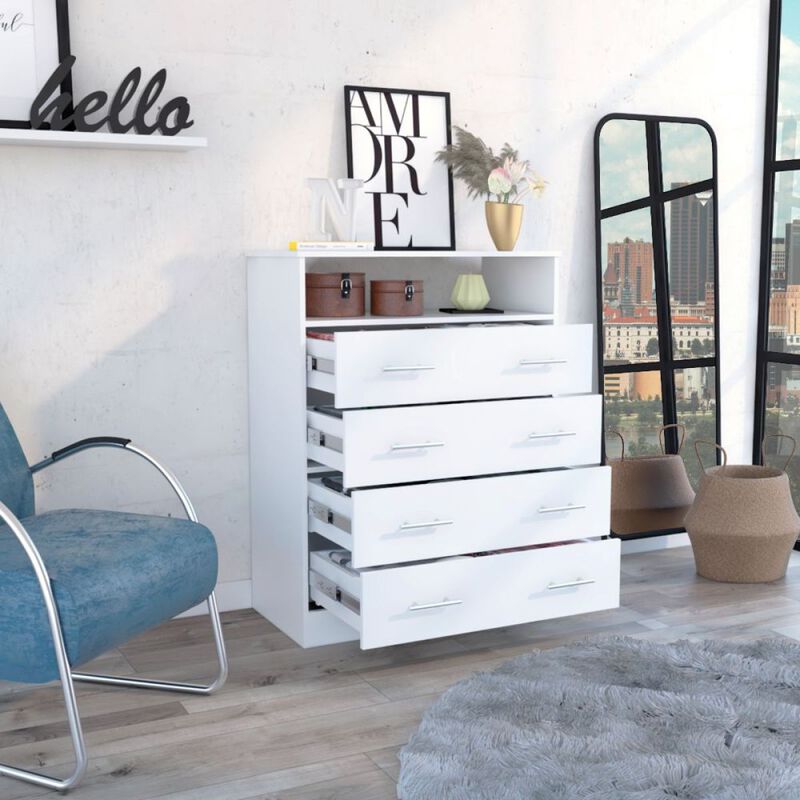 Dover 4-Drawer Rectangle Dresser White