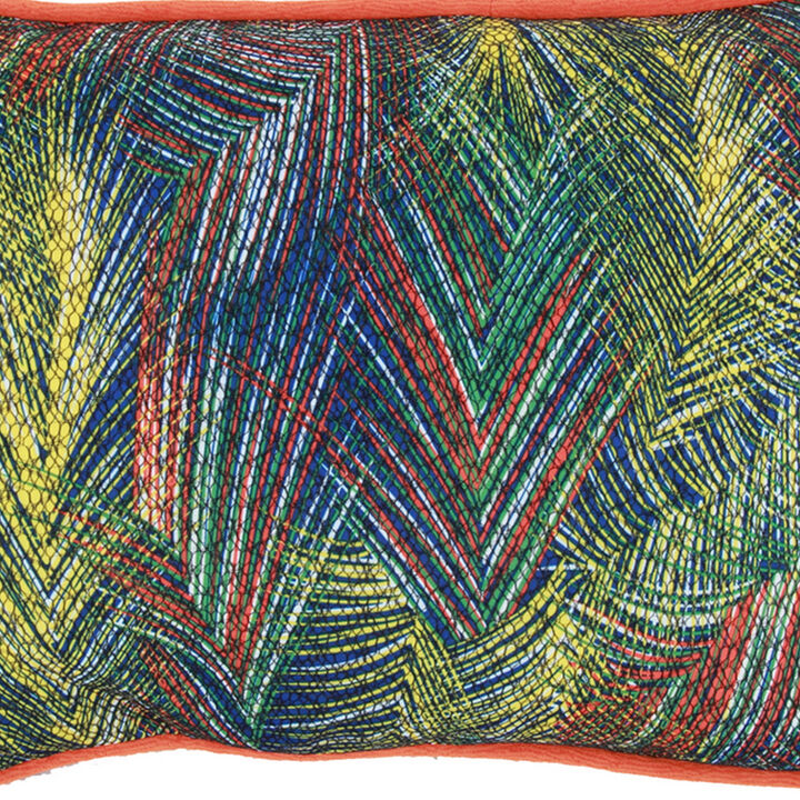 20 X 14 Inch Fabric Pillow with Abstract Art Details, Multicolor-Benzara