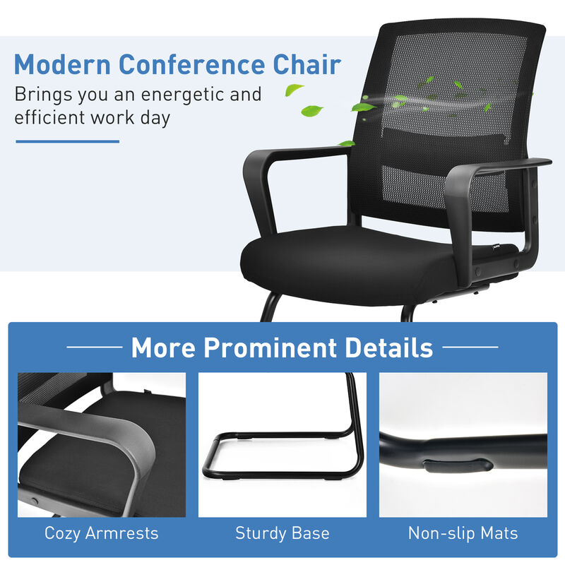 Costway Set of 4 Conference Chairs Mesh Reception Office Guest Chairs w/ Lumbar Support