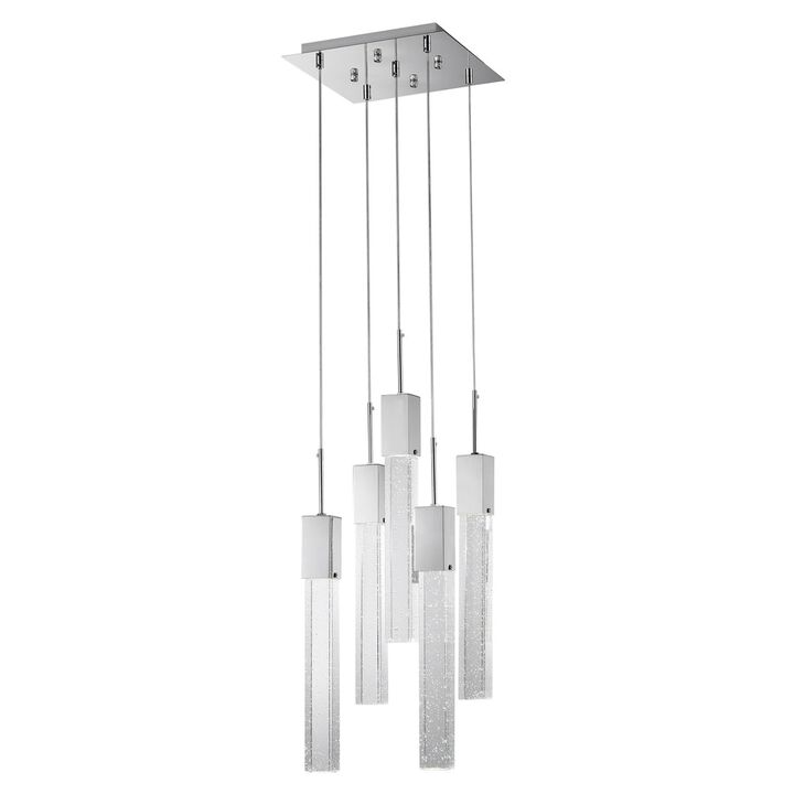 Sparkling Night Chandelier Chrome Metal and Acrylic 5 LED Light Dimmable Extra Large