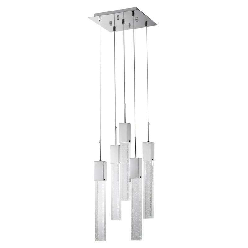 Sparkling Night Chandelier Chrome Metal and Acrylic 5 LED Light Dimmable Extra Large