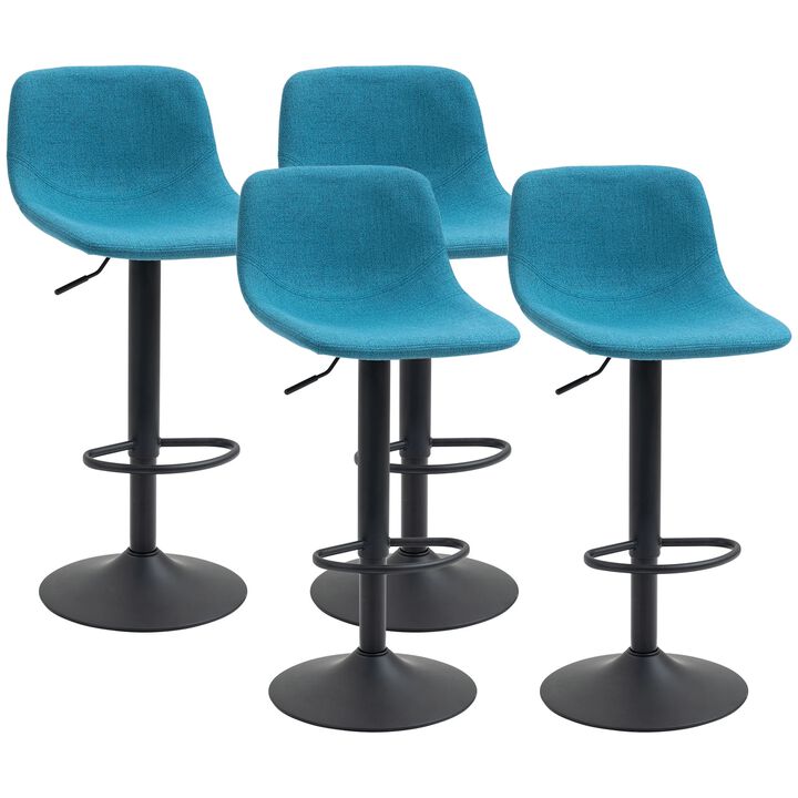 Blue Kitchen Perches: Set of 4 Adjustable Swivel Bar Height Chairs