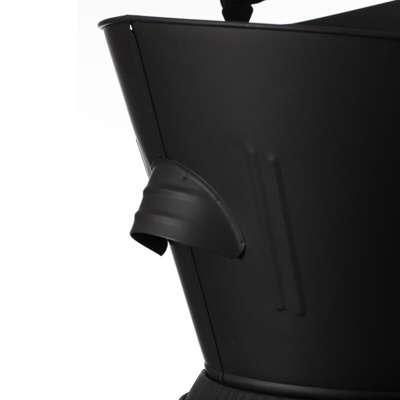 Indoor and Outdoor Black Iron Ash Bucket Use for Fire Pit, Wood Burning Stove, Grill