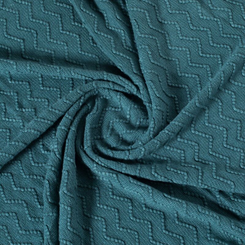 Decorative Chevron Pattern Knit Throw Blanket, 50x60 in, Made with Premium Yarns, Finished with Chic Fringe Details - Red, Lightweight, Breathable, Easy Care