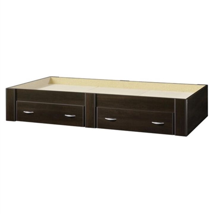 Hivvago Twin Storage Platform Bed with 2 Drawers Cinnamon Cherry
